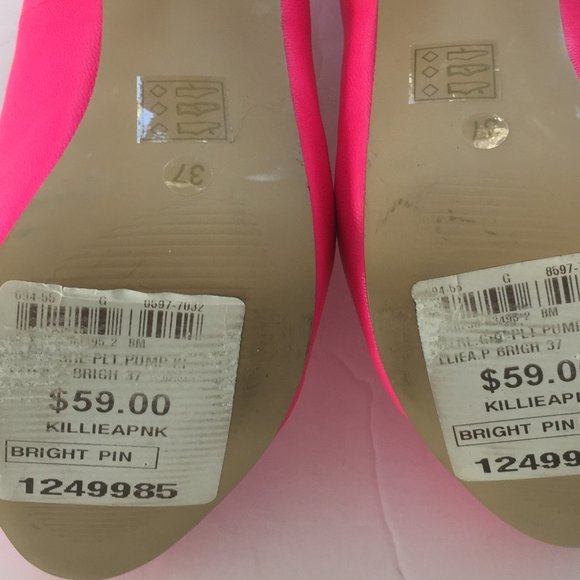 BRIGHT PINK MATERIAL GIRL PUMPS - Picture 2 of 3